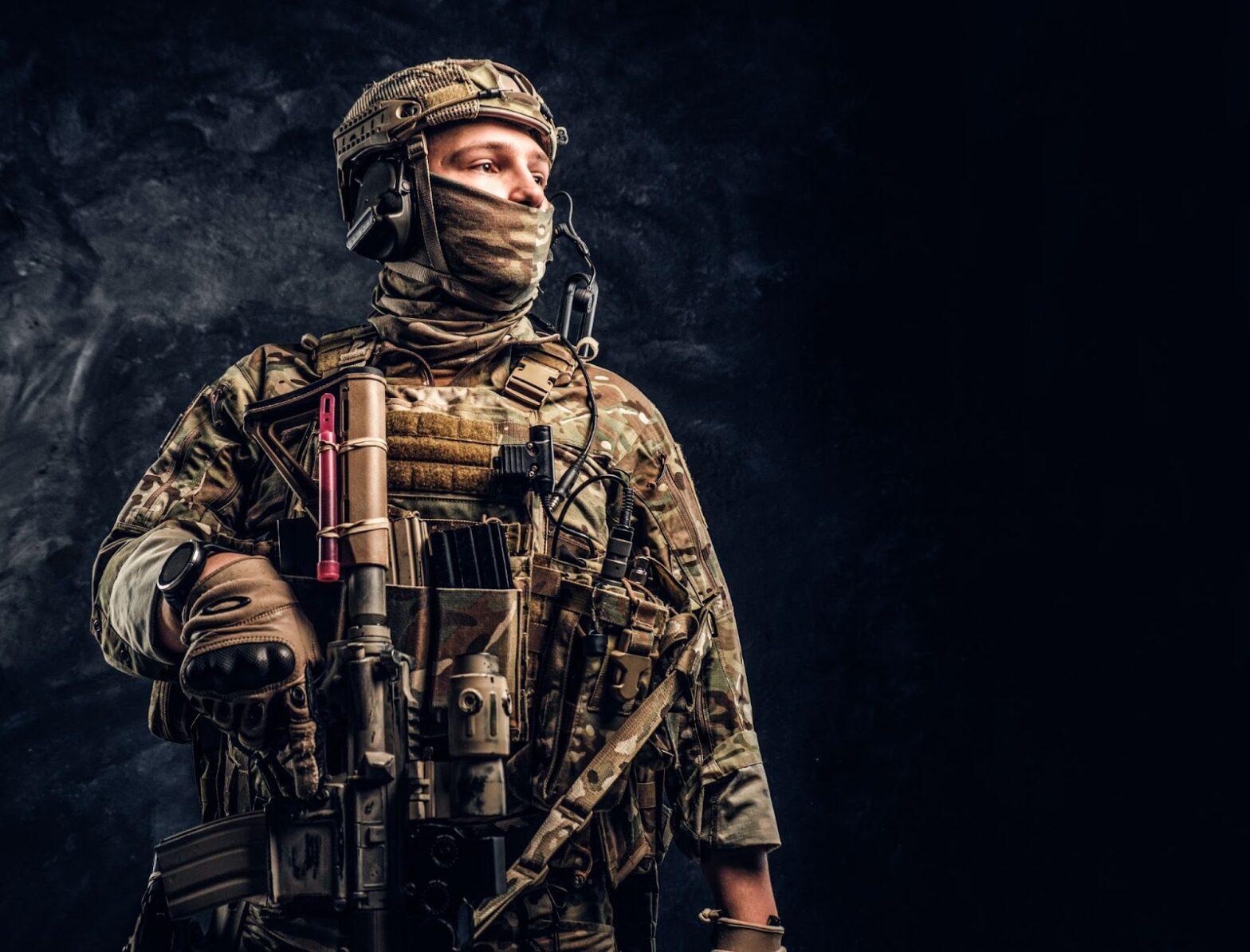 Soldier in camouflage uniform