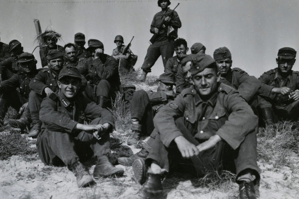 A group of soldiers in historical military uniforms